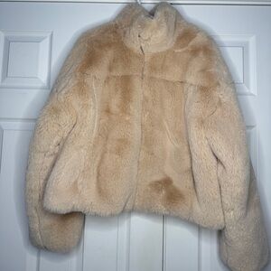 —- SOLD —- Soft Touch Faux Fur Bomber Jacket - Blush Pink